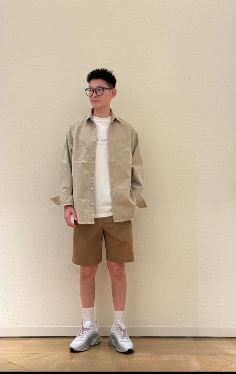 Beige Corduroy Button-Up Shirt