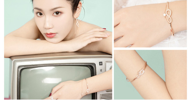 Swarovski Infinity Double Layer Rose Gold Crystal Bracelet view 3