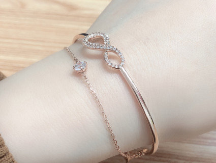 Swarovski Infinity Double Layer Rose Gold Crystal Bracelet view 5