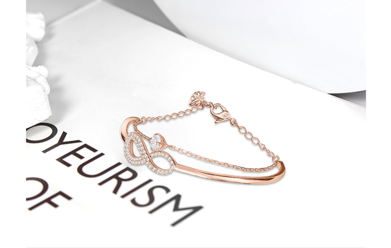 Swarovski Infinity Double Layer Rose Gold Crystal Bracelet view
