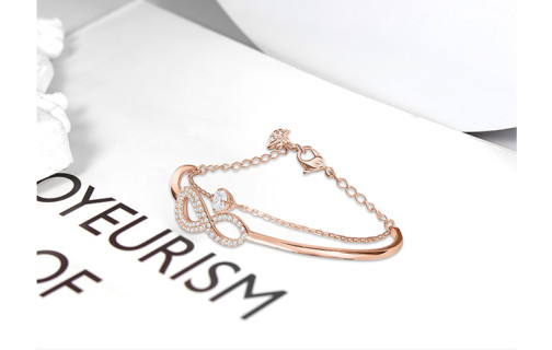 Swarovski Infinity Double Layer Rose Gold Crystal Bracelet view 6
