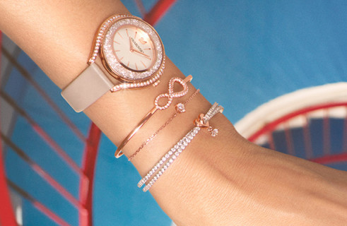 Swarovski Infinity Double Layer Rose Gold Crystal Bracelet view 9