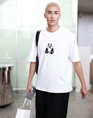 White Panda Graphic Short Sleeve T-Shirt