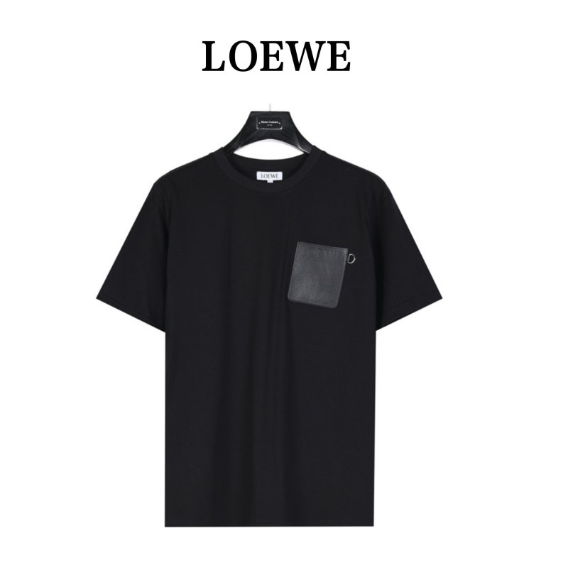 Loewe Anagram Embossed Leather Pocket T-Shirt Black