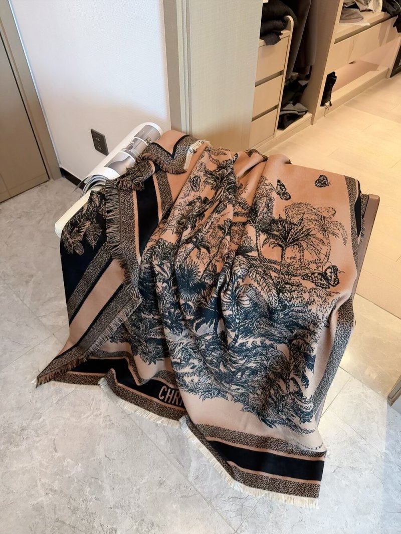 Dior Velvet Square Scarf 140cm - Camel & Black view