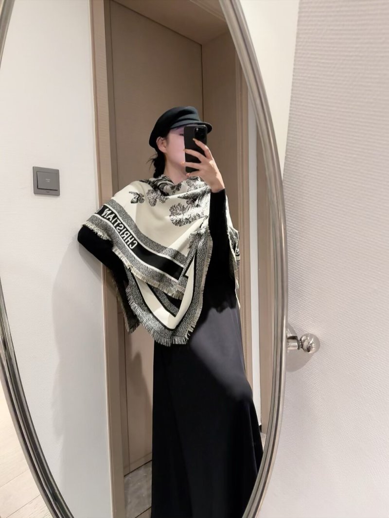 Dior Velvet Square Scarf 140cm - Camel & Black view