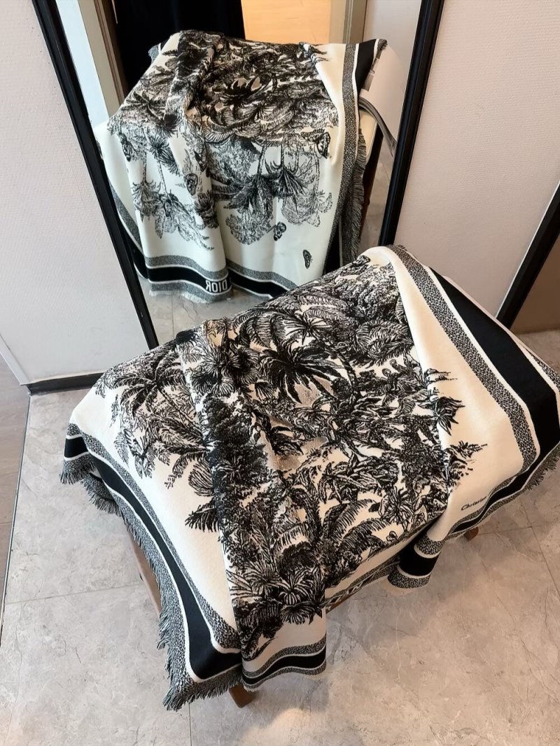 Dior Velvet Square Scarf 140cm - Camel & Black view