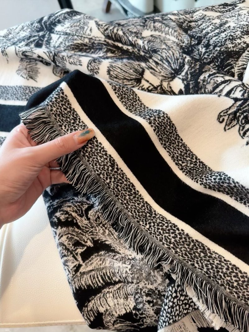 Dior Velvet Square Scarf 140cm - Camel & Black view