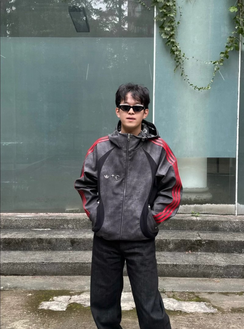 Adidas Colorblock Track Jacket Black/Grey/Red view