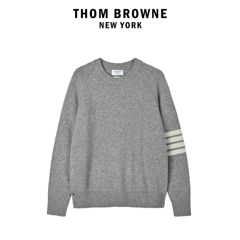 Thom Browne 4-Bar Wool Crew Neck Sweater Grey