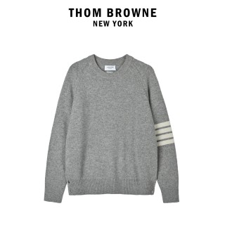 Thom Browne 4-Bar Wool Crew Neck Sweater Grey