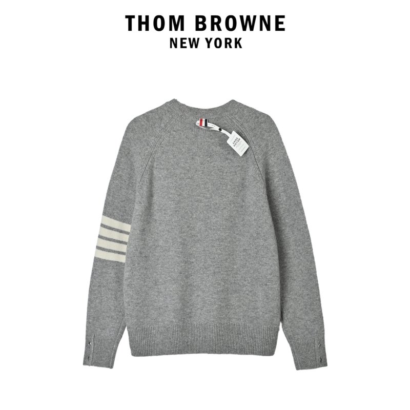 Thom Browne 4-Bar Wool Crew Neck Sweater Grey view