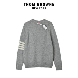 Thom Browne 4-Bar Wool Crew Neck Sweater Grey view 2