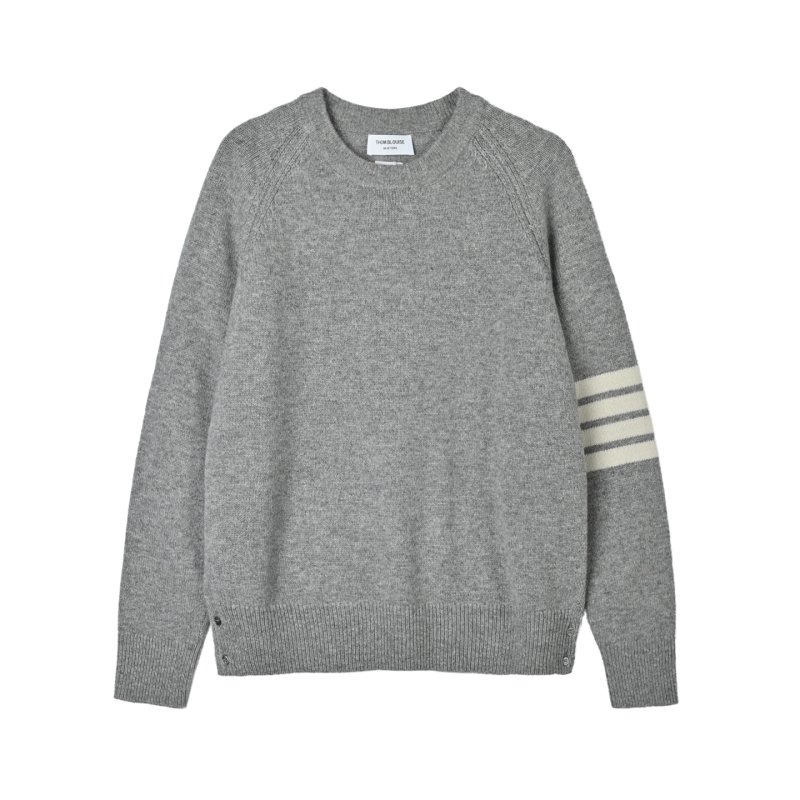 Thom Browne 4-Bar Wool Crew Neck Sweater Grey view