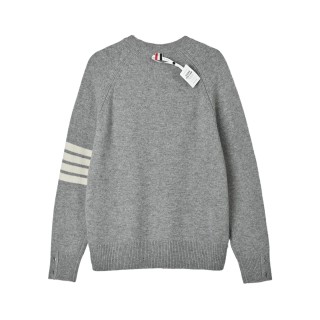 Thom Browne 4-Bar Wool Crew Neck Sweater Grey view 4