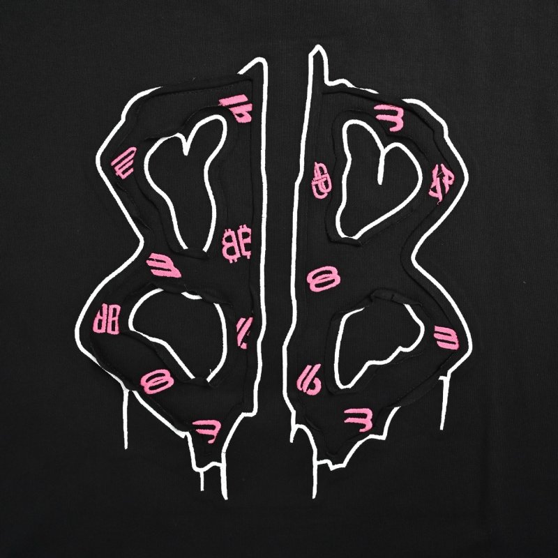 Black Oversized Graphic T-Shirt with Abstract Line Art Print view