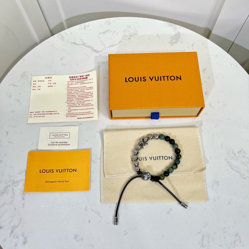 Louis Vuitton Monogram Beads Bracelet Silver Green view