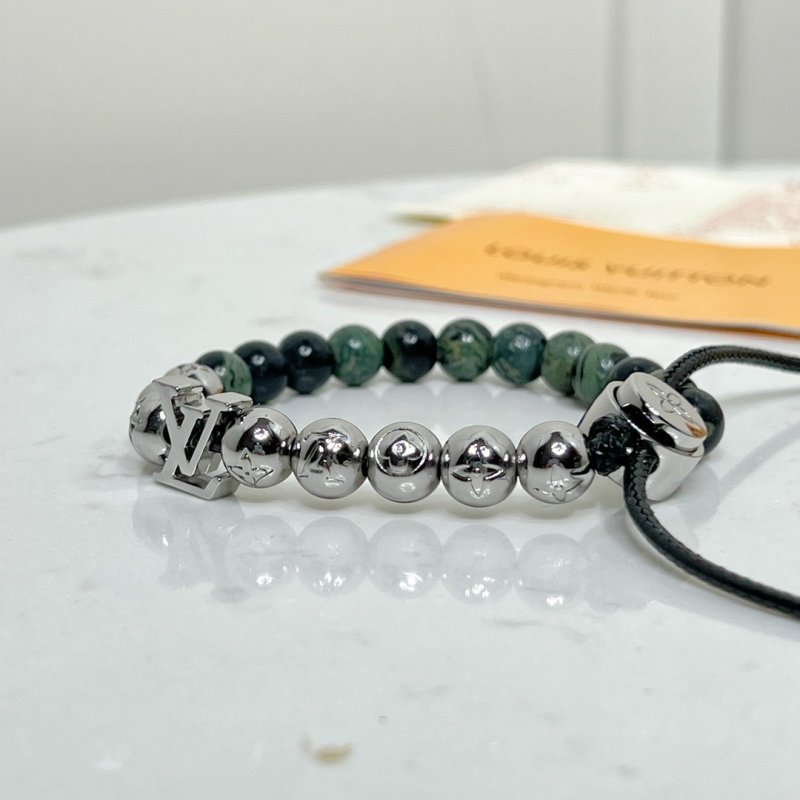 Louis Vuitton Monogram Beads Bracelet Silver Green view