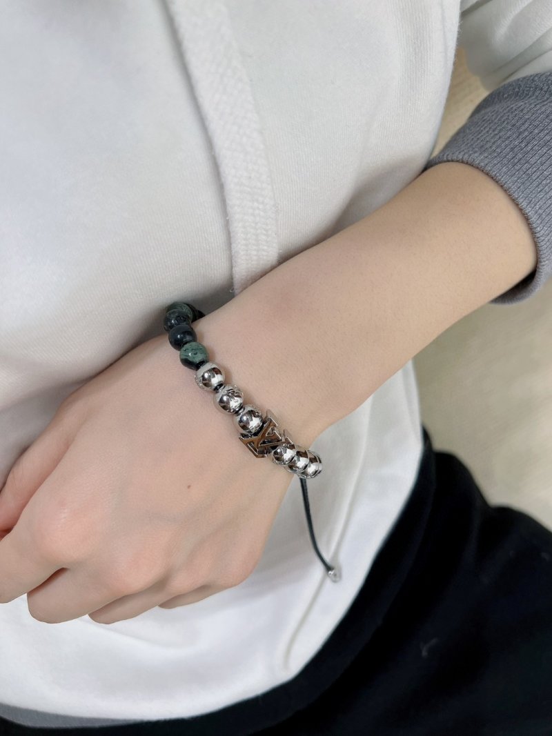 Louis Vuitton Monogram Beads Bracelet Silver Green view