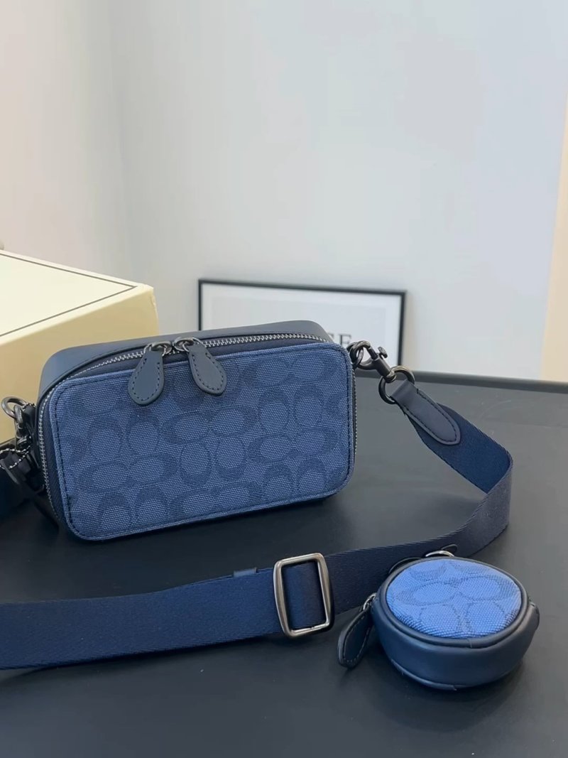Coach Blue Monogram Canvas Crossbody Bag with Pouch