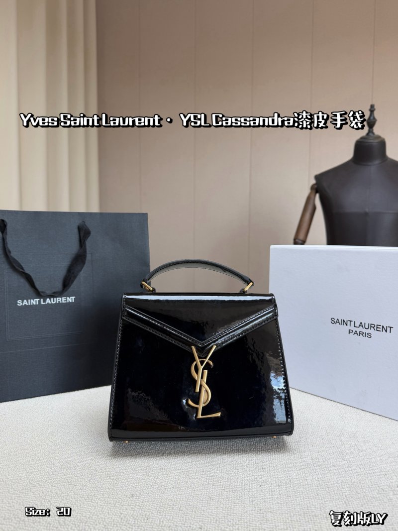 YSL Cassandra Small Patent Leather Handbag Black