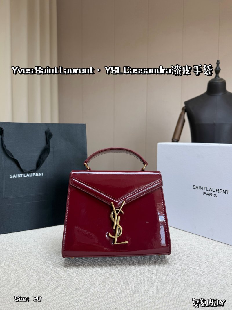 YSL Cassandra Small Patent Leather Handbag Black view