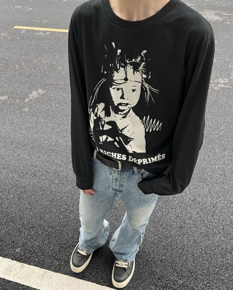 Riches Déprimes Black Graphic Longsleeve T-Shirt
