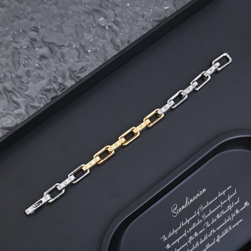 Louis Vuitton Monogram Chain Link Bracelet Silver Gold