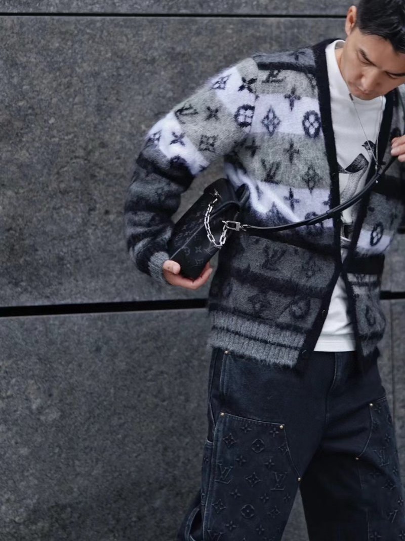 Louis Vuitton Monogram Wool Cardigan Black & Grey