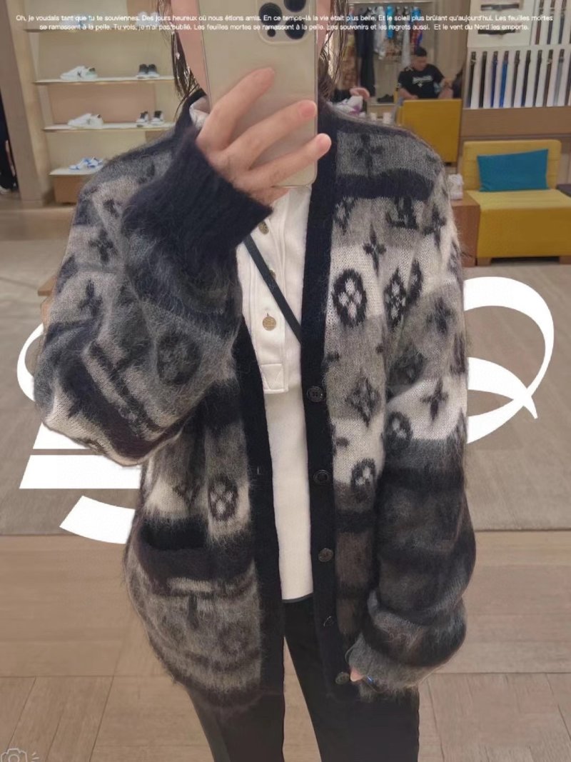 Louis Vuitton Monogram Wool Cardigan Black & Grey view