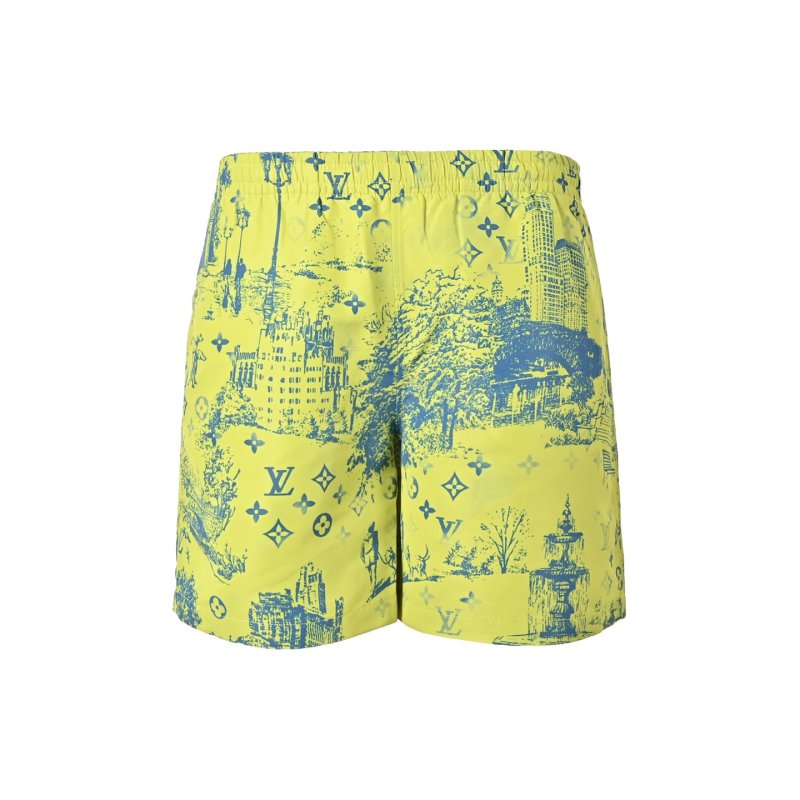 Neon Yellow Tropical Print Swim Shorts view
