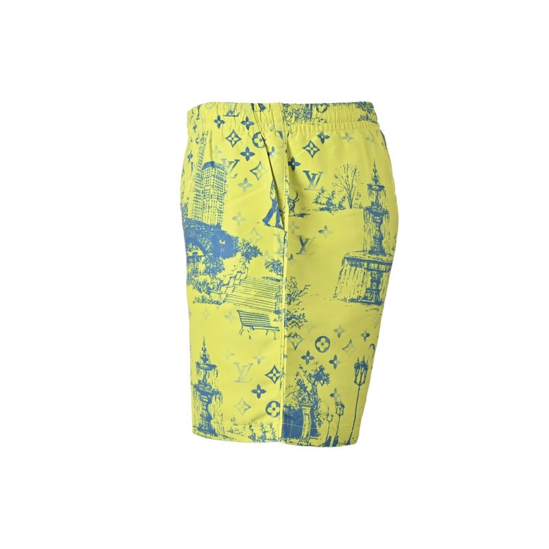 Neon Yellow Tropical Print Swim Shorts view