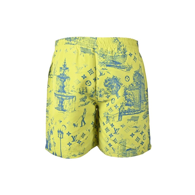 Neon Yellow Tropical Print Swim Shorts view