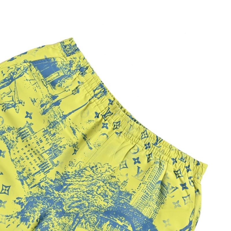 Neon Yellow Tropical Print Swim Shorts view