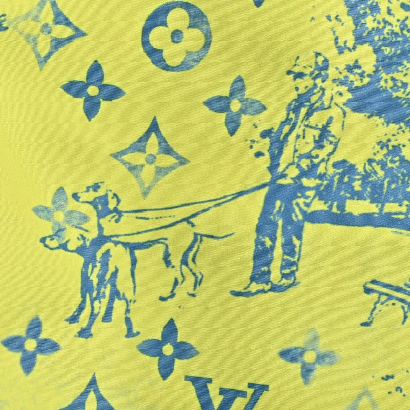 Neon Yellow Tropical Print Swim Shorts view