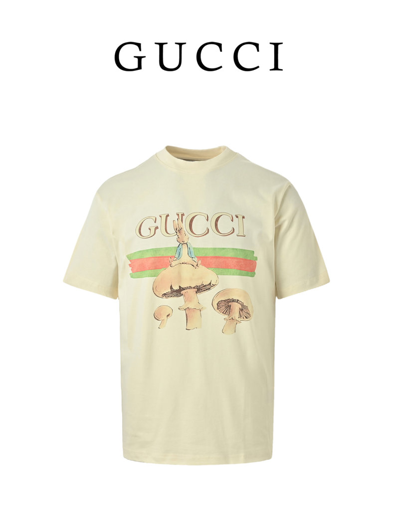 Gucci Cream Mushroom Graphic T-Shirt view
