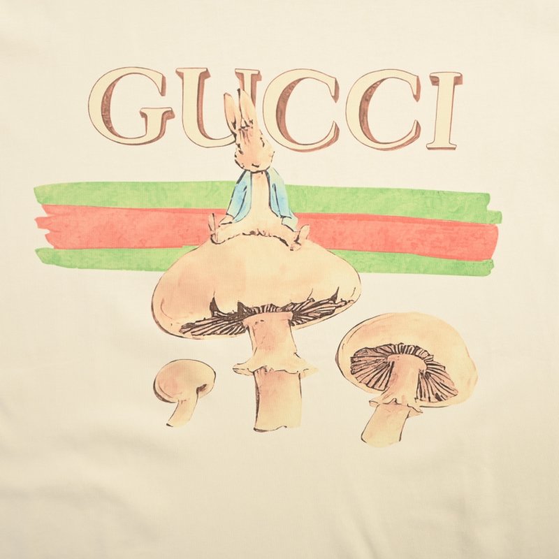 Gucci Cream Mushroom Graphic T-Shirt view