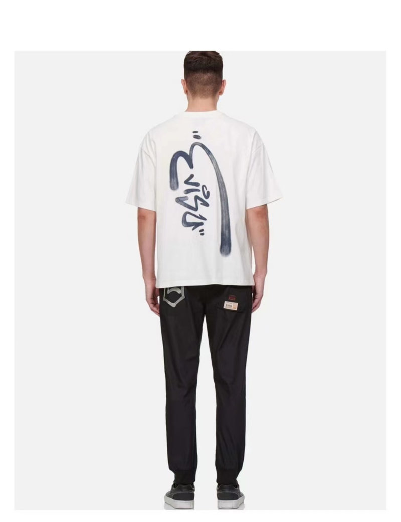 White Abstract Graphic Short Sleeve T-Shirt view