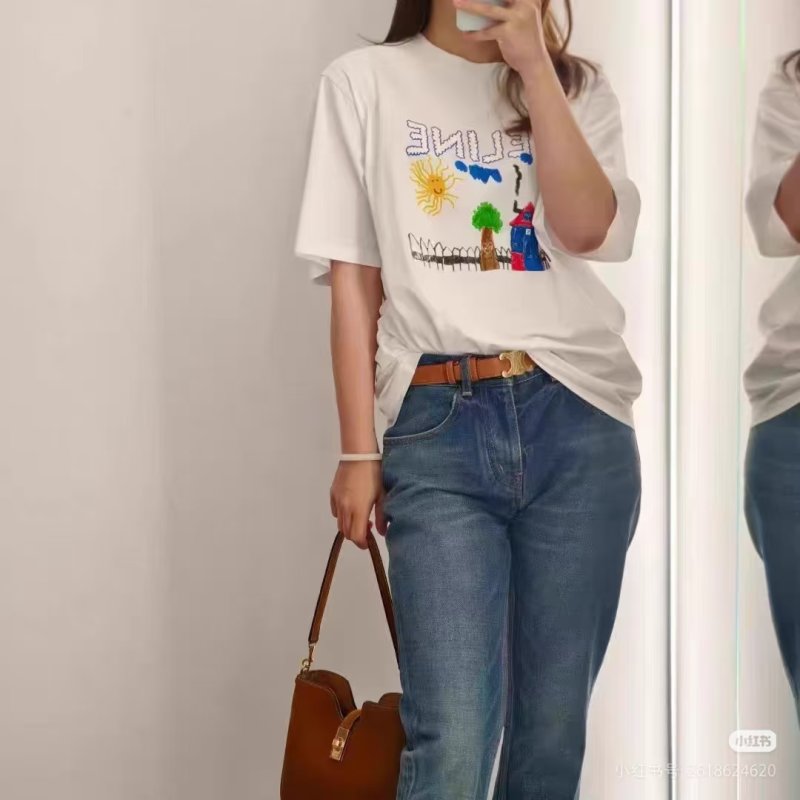 Cream Graphic T-Shirt with Embroidered Landscape Scene view