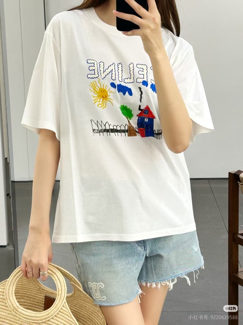 Cream Graphic T-Shirt with Embroidered Landscape Scene view