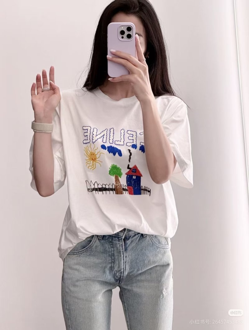 Cream Graphic T-Shirt with Embroidered Landscape Scene view