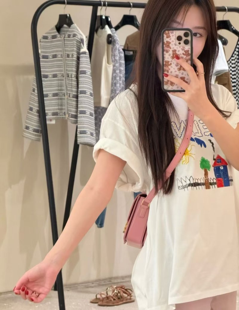 Cream Graphic T-Shirt with Embroidered Landscape Scene view