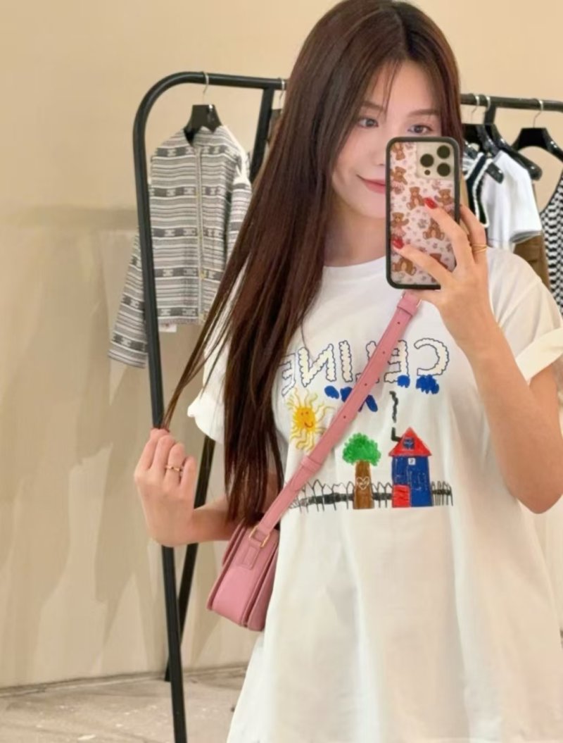 Cream Graphic T-Shirt with Embroidered Landscape Scene view