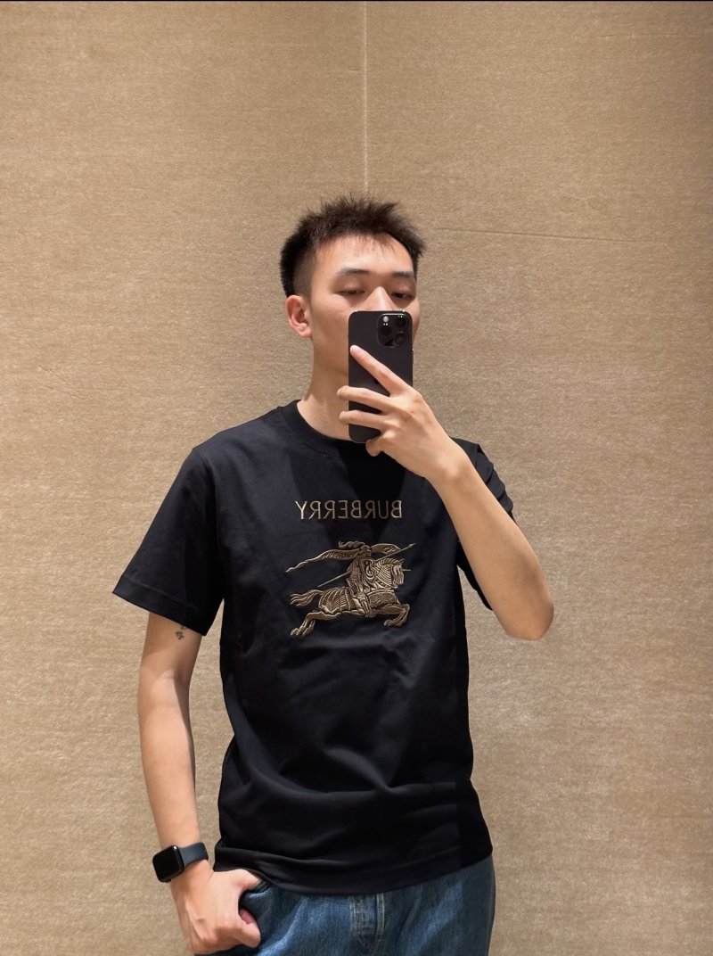 Burberry Black Gold Horse Logo T-Shirt