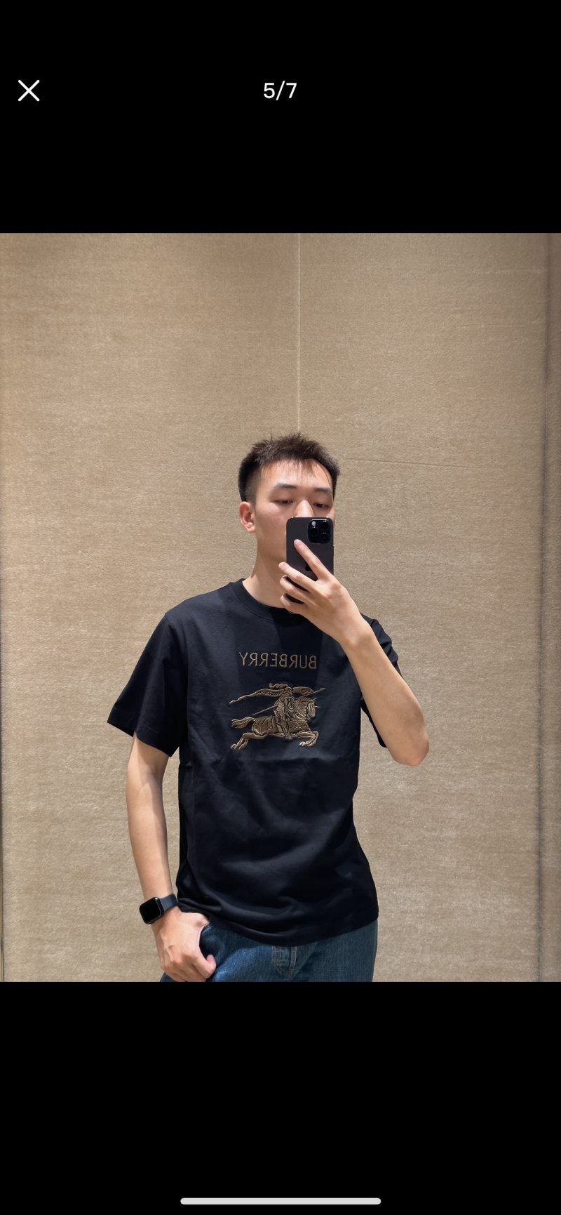 Burberry Black Gold Horse Logo T-Shirt view