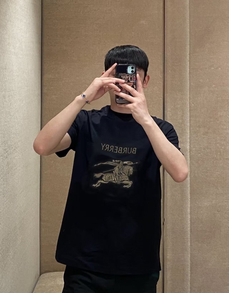 Burberry Black Gold Horse Logo T-Shirt view