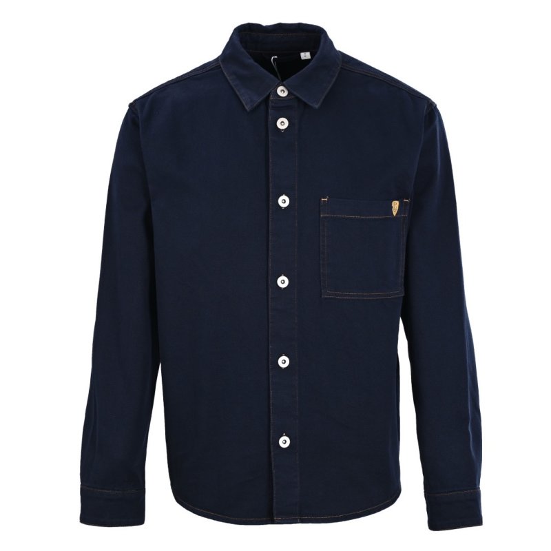 Dark Blue Denim Shirt Jacket with Chest Pocket view