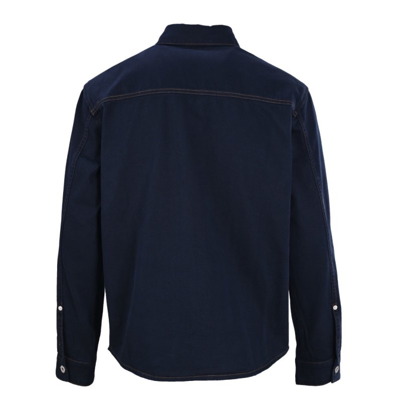 Dark Blue Denim Shirt Jacket with Chest Pocket view