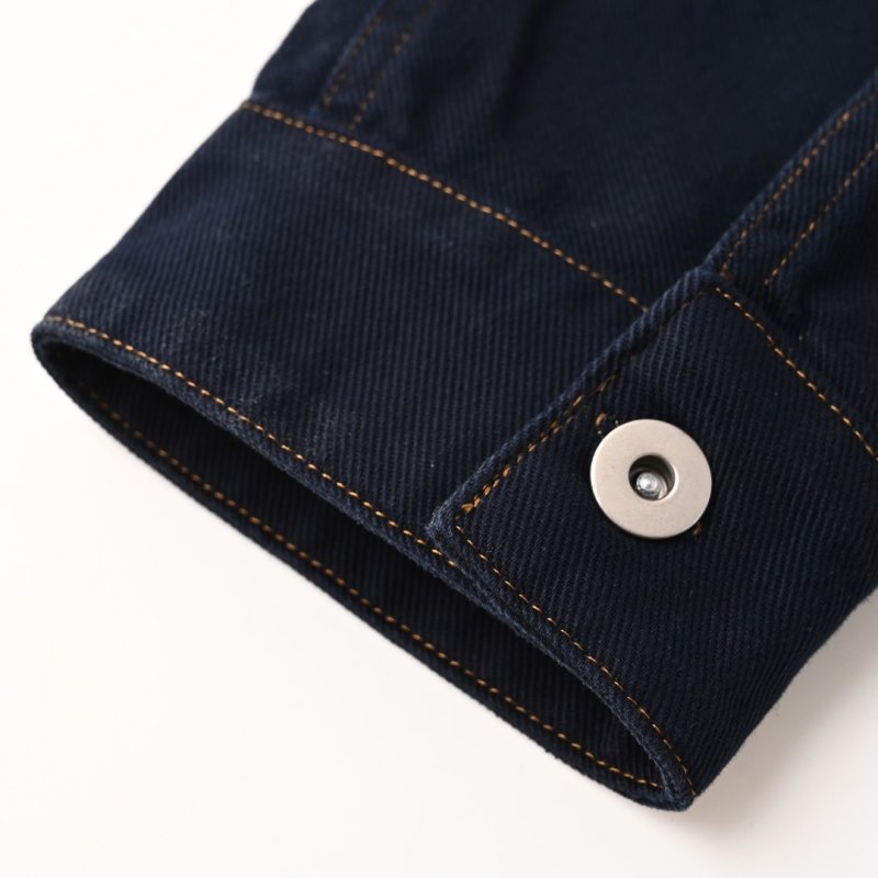Dark Blue Denim Shirt Jacket with Chest Pocket view