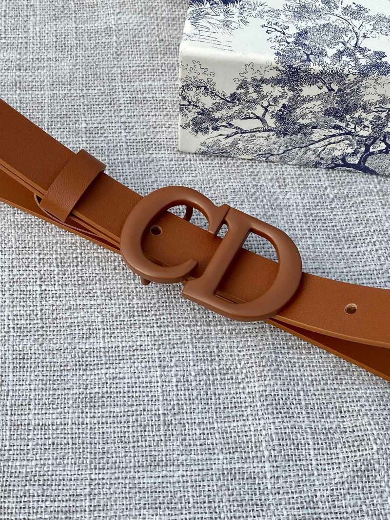 Dior CD Buckle Leather Belt - Cognac Brown view